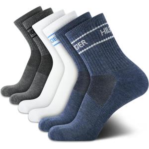Tommy Hilfiger Mens Quarter Socks – 6 Pack Athletic Performance Cushioned High Quarter Length Ankle Socks for Men for Running(Denim Heather)