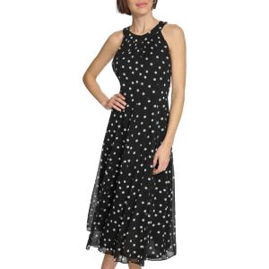 Tommy Hilfiger Solo Dot Chiffon Midi Dress(Blue/Ivory)