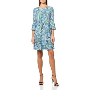 Tommy Hilfiger Womens Long Sleeve Round Neck Shift Dress(French Blue Multi)