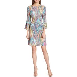 Tommy Hilfiger Womens Long Sleeve Round Neck Shift Dress(Hot Pink Multi)