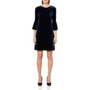 Tommy Hilfiger Womens Long Sleeve Round Neck Shift Dress(Magnificent Navy)