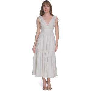 Tommy Hilfiger Women’s Sleeveless V Neck Neck Tie Midi Dress(Ivory)