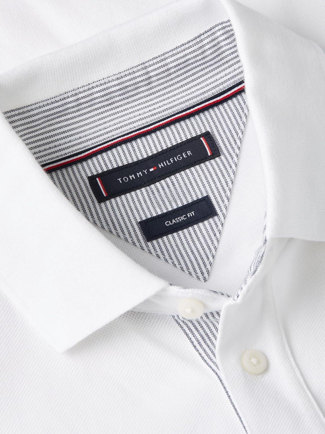 imageTommy Hilfiger Mens Short Sleeve Casual Polo Shirts in Regular Fit with Contrast Collar and Cuff DesignsWhite
