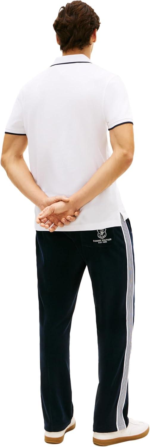 imageTommy Hilfiger Mens Short Sleeve Casual Polo Shirts in Regular Fit with Contrast Collar and Cuff DesignsWhite
