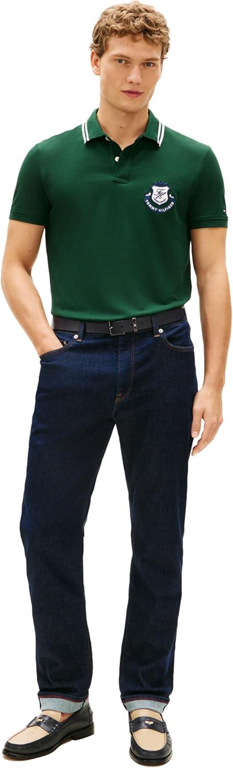 imageTommy Hilfiger Mens Short Sleeve Casual Polo Shirts in Regular Fit with Stretch and Embroidered LogoNocturnal Green