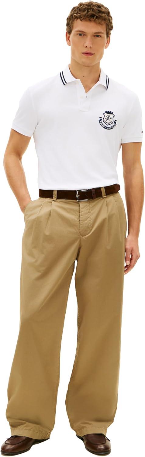 imageTommy Hilfiger Mens Short Sleeve Casual Polo Shirts in Regular Fit with Stretch and Embroidered LogoWhite