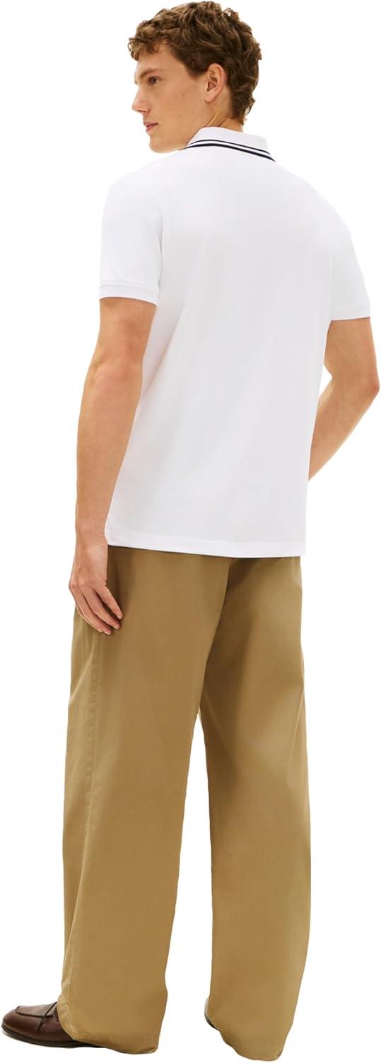 imageTommy Hilfiger Mens Short Sleeve Casual Polo Shirts in Regular Fit with Stretch and Embroidered LogoWhite