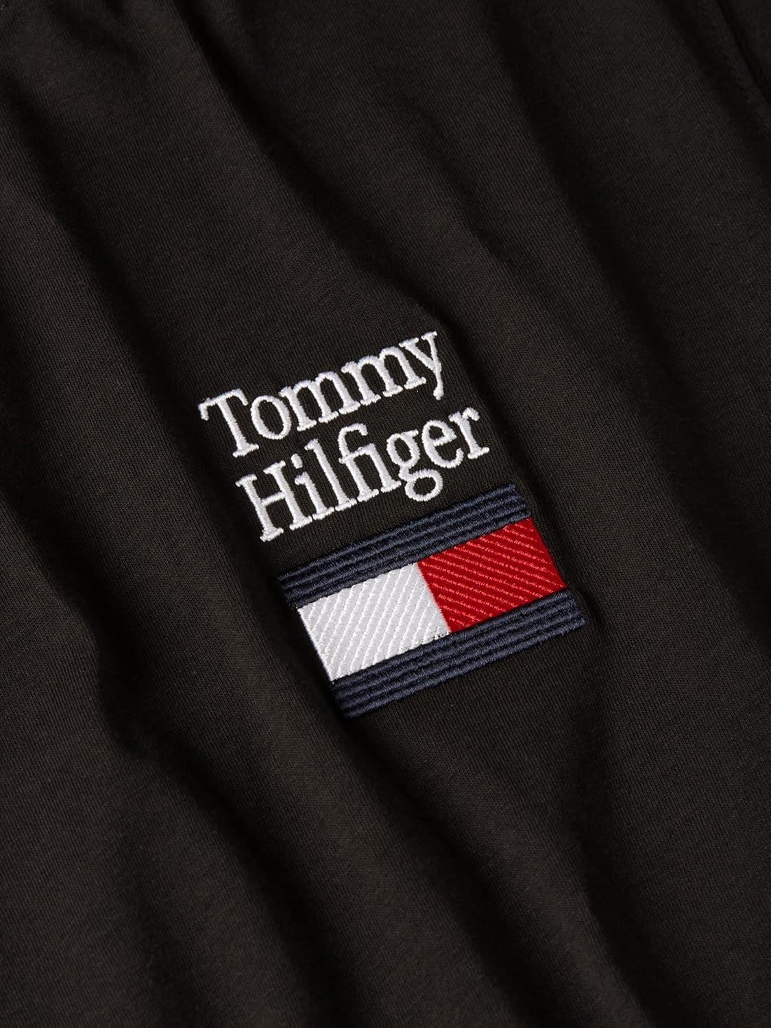 imageTommy Hilfiger Mens Short Sleeve Cotton Graphic TShirts with Embroidered Flag Logo DesignBlack