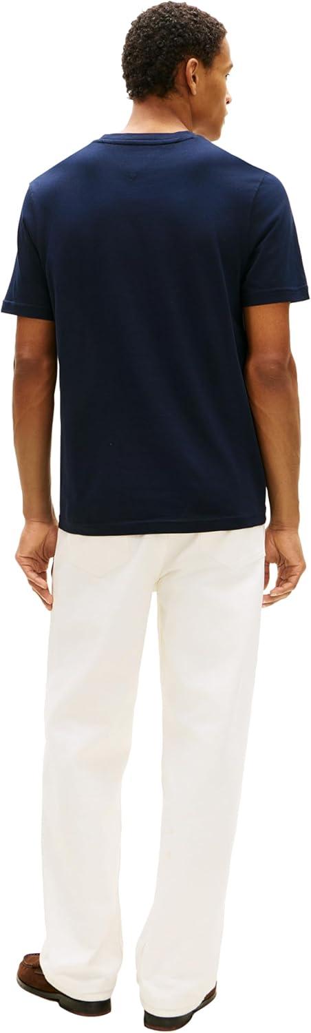 imageTommy Hilfiger Mens Short Sleeve Cotton Graphic TShirts with Embroidered Flag Logo DesignDesert Sky