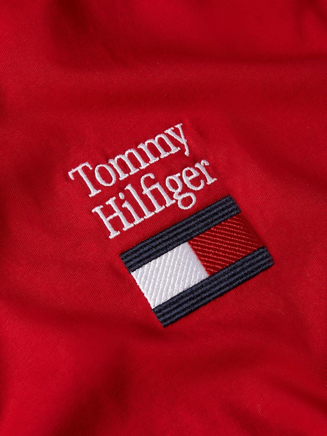 imageTommy Hilfiger Mens Short Sleeve Cotton Graphic TShirts with Embroidered Flag Logo DesignMedium Red