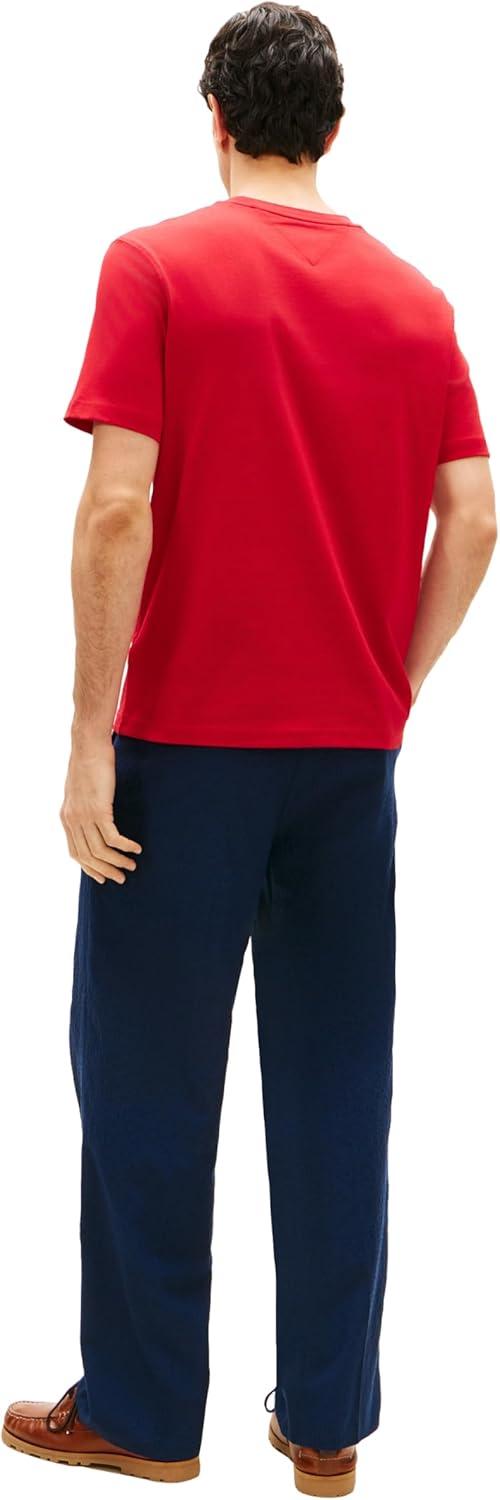 imageTommy Hilfiger Mens Short Sleeve Cotton Graphic TShirts with Embroidered Flag Logo DesignMedium Red