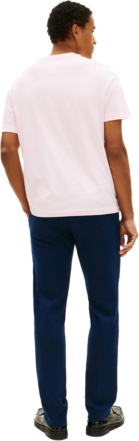 imageTommy Hilfiger Mens Short Sleeve Cotton Graphic TShirts with Embroidered Flag Logo DesignPink Lily
