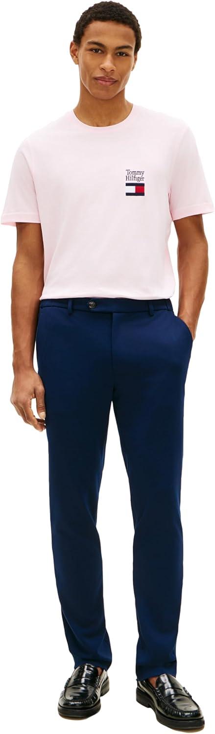 imageTommy Hilfiger Mens Short Sleeve Cotton Graphic TShirts with Embroidered Flag Logo DesignPink Lily
