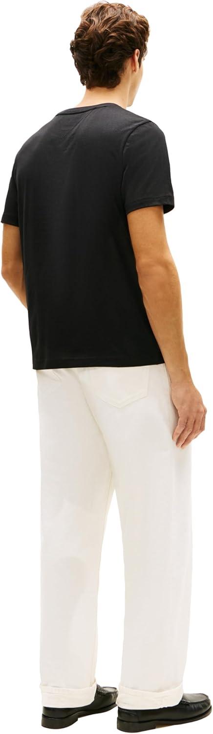 imageTommy Hilfiger Mens Short Sleeve Cotton Graphic TShirts with Printed Stripe Logo GraphicBlack