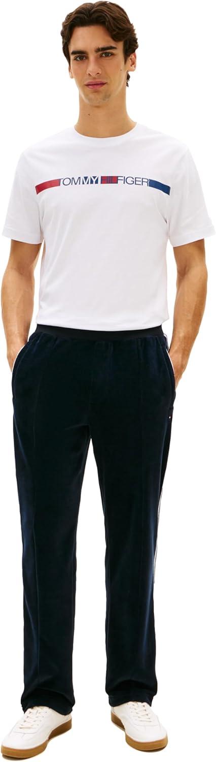 imageTommy Hilfiger Mens Short Sleeve Cotton Graphic TShirts with Printed Stripe Logo GraphicWhite