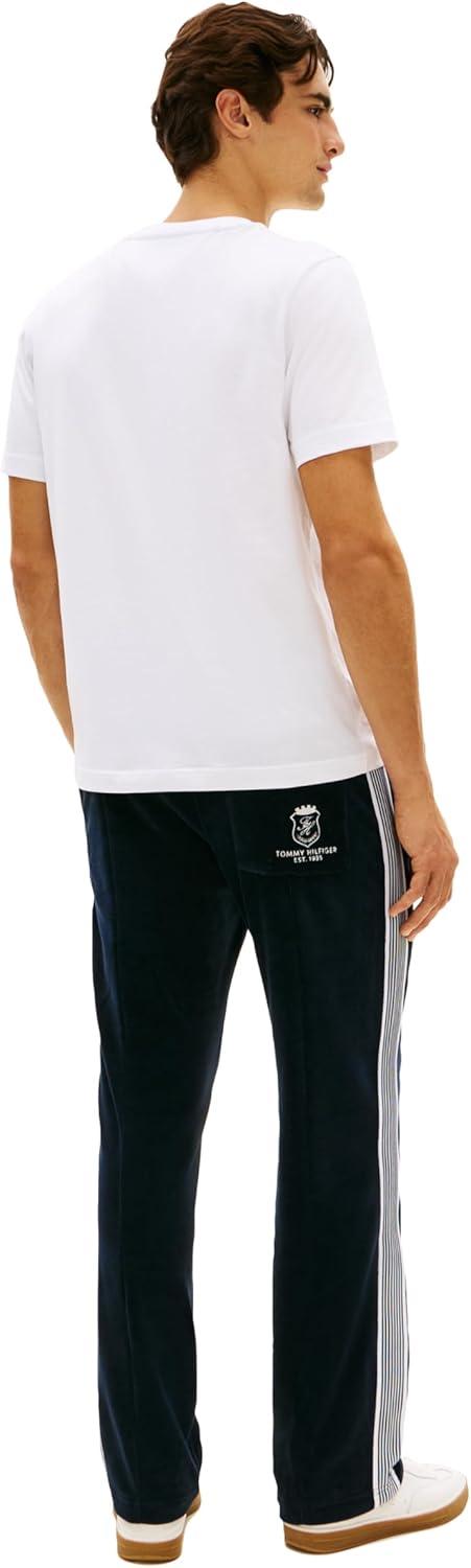 imageTommy Hilfiger Mens Short Sleeve Cotton Graphic TShirts with Printed Stripe Logo GraphicWhite