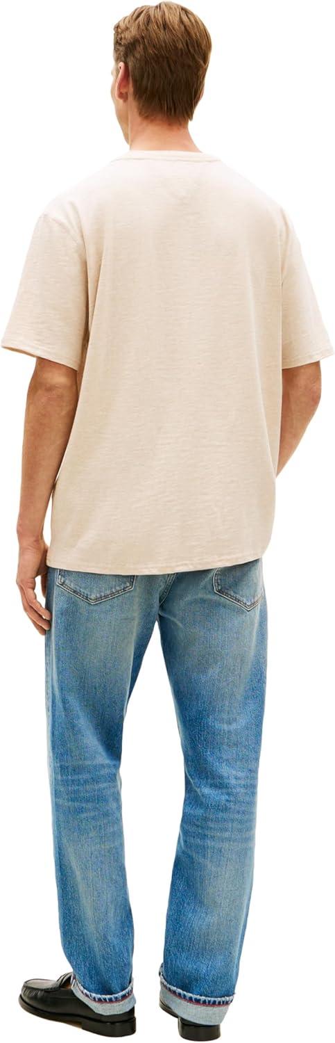 imageTommy Hilfiger Mens Short Sleeve Cotton Graphic TShirts with Signature Printed Heritage Crest GraphicHeathered Oatmilk
