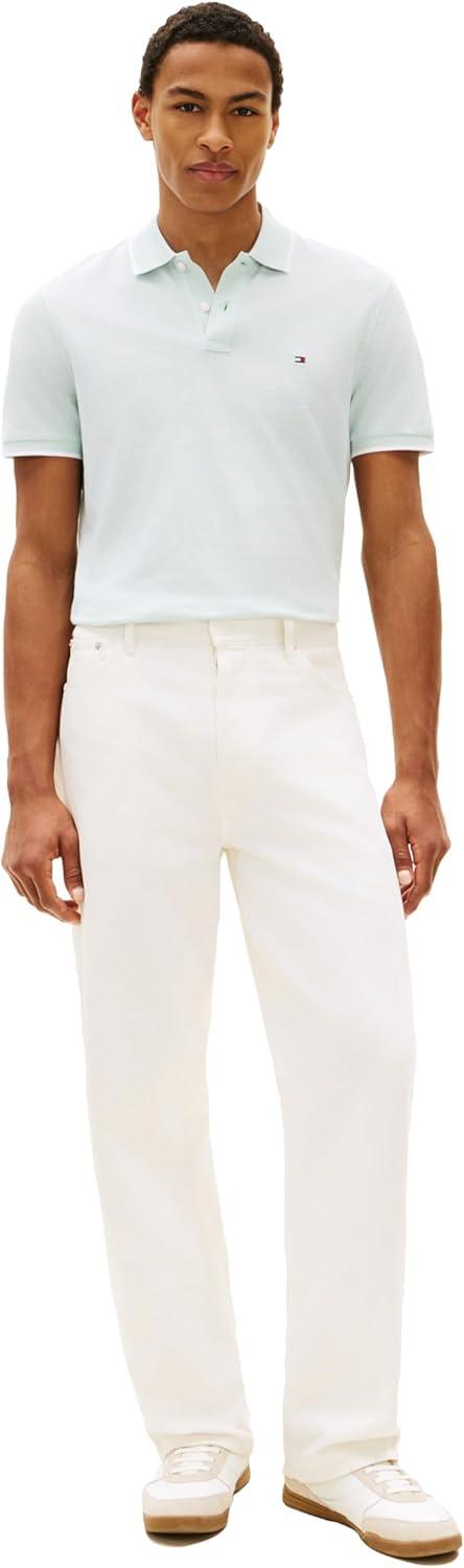 imageTommy Hilfiger Mens Short Sleeve Linen Polo Shirts in Regular FitCrushed Mint