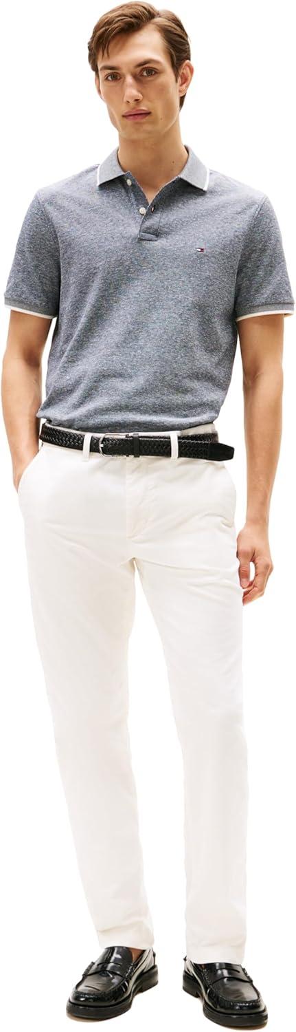 imageTommy Hilfiger Mens Short Sleeve Linen Polo Shirts in Regular FitDesert Sky