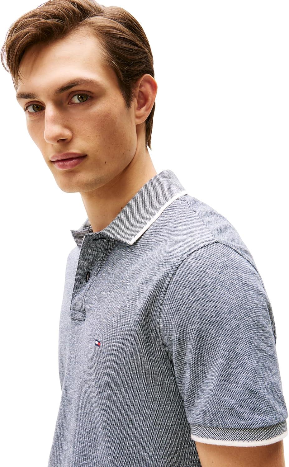 imageTommy Hilfiger Mens Short Sleeve Linen Polo Shirts in Regular FitDesert Sky
