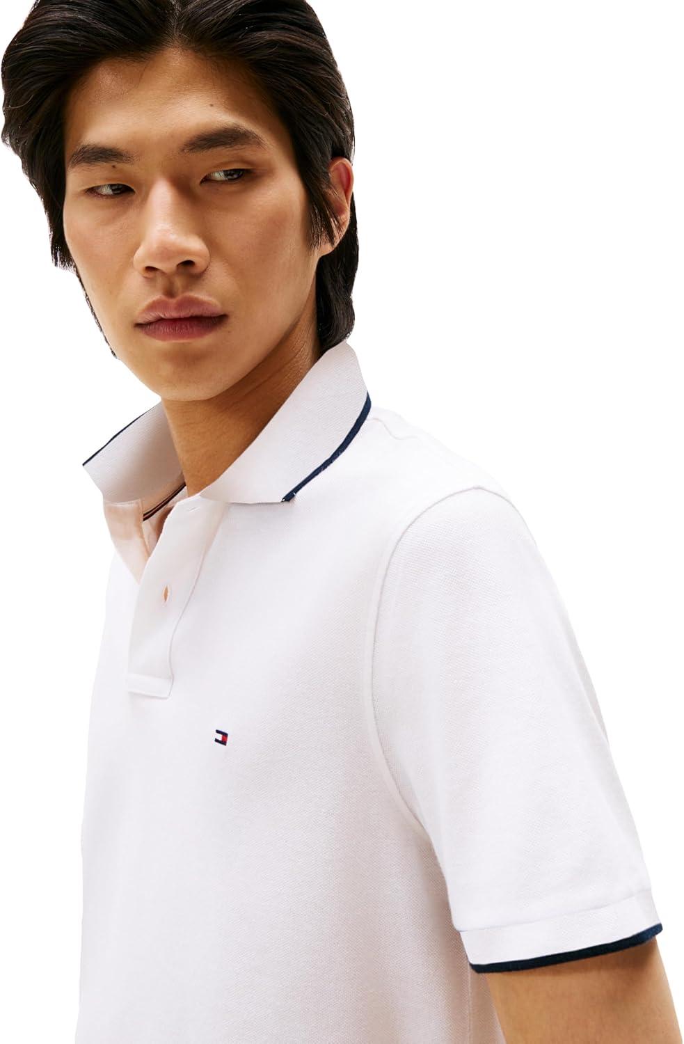 imageTommy Hilfiger Mens Short Sleeve Linen Polo Shirts in Regular FitWhite