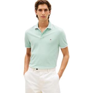 Tommy Hilfiger Men’s Short Sleeve Casual Polo Shirts in Regular Fit with Contrast Collar and Cuff Designs(Crushed Mint)