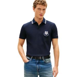 Tommy Hilfiger Men’s Short Sleeve Casual Polo Shirts in Regular Fit with Stretch and Embroidered Logo(Desert Sky)