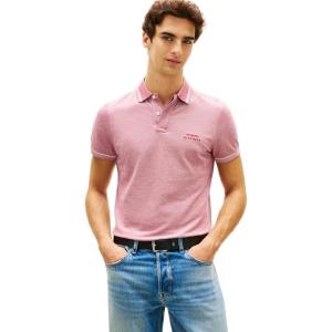 Tommy Hilfiger Men’s Short Sleeve Casual Polo Shirts in Regular Fit with Two-Tone Collar and Cuff Designs(Regatta Red / White)