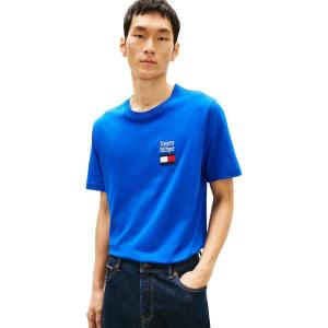 Tommy Hilfiger Men’s Short Sleeve Cotton Graphic T-Shirts with Embroidered Flag Logo Design(Regal Blue)