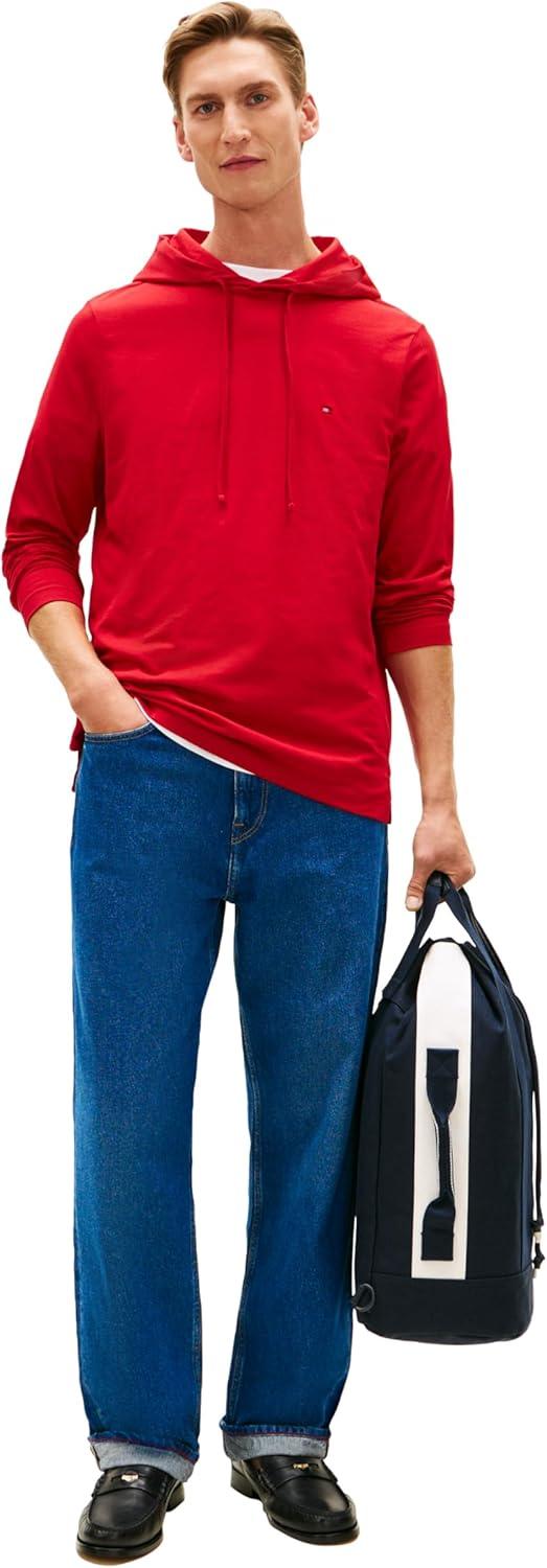 imageTommy Hilfiger Mens Lightweight Long Sleeve Pullover HoodieMedium Red