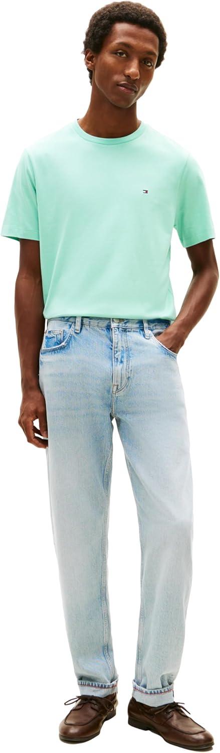 imageTommy Hilfiger Mens Short Sleeve Cotton Crewneck TShirts in Regular FitArctic Aqua