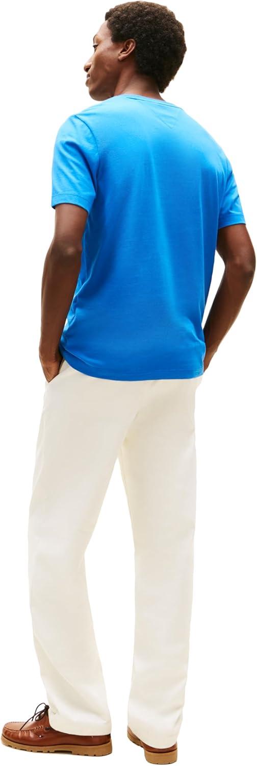 imageTommy Hilfiger Mens Short Sleeve Cotton Crewneck TShirts in Regular FitBlue Orbit