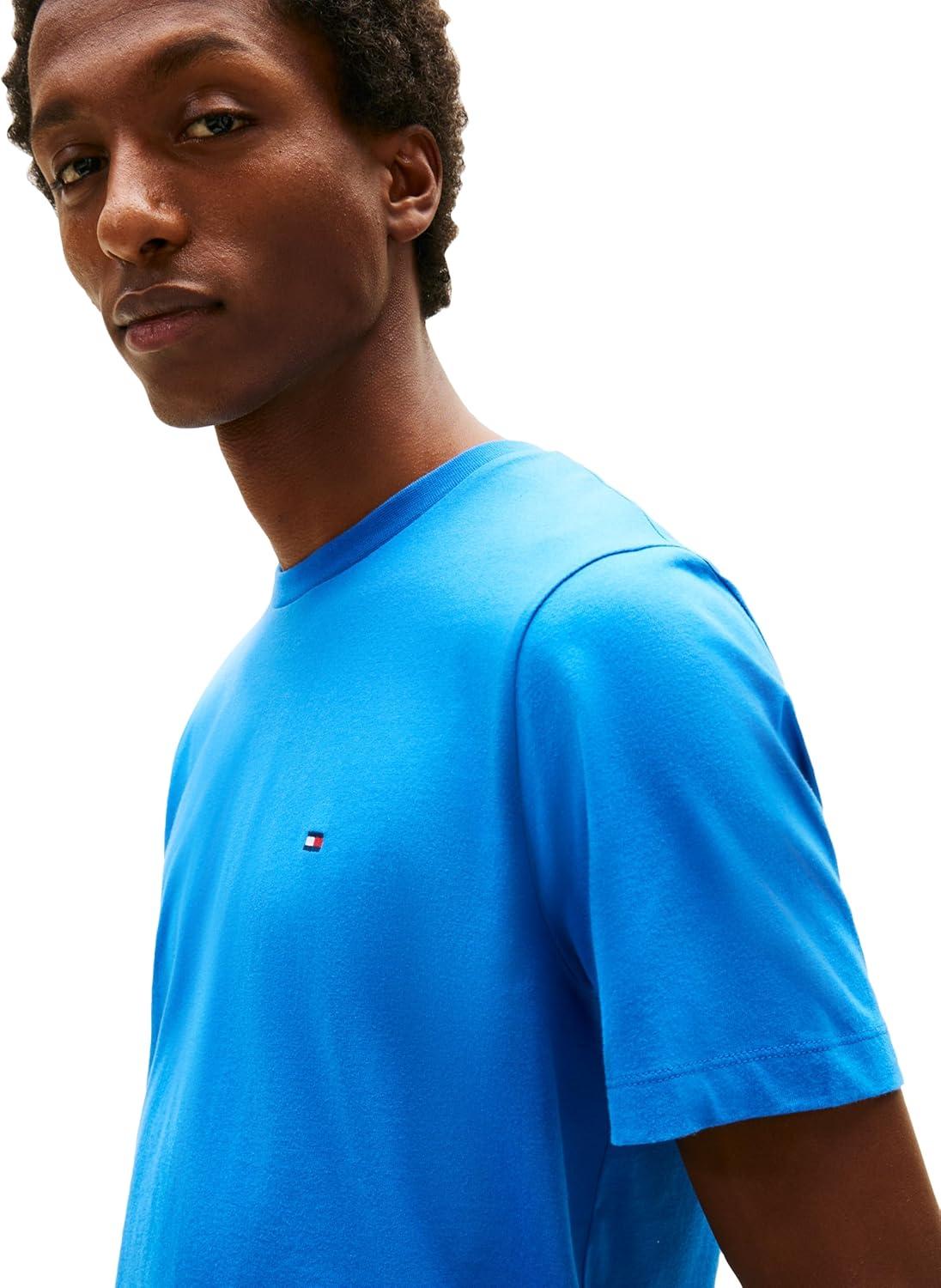 imageTommy Hilfiger Mens Short Sleeve Cotton Crewneck TShirts in Regular FitBlue Orbit