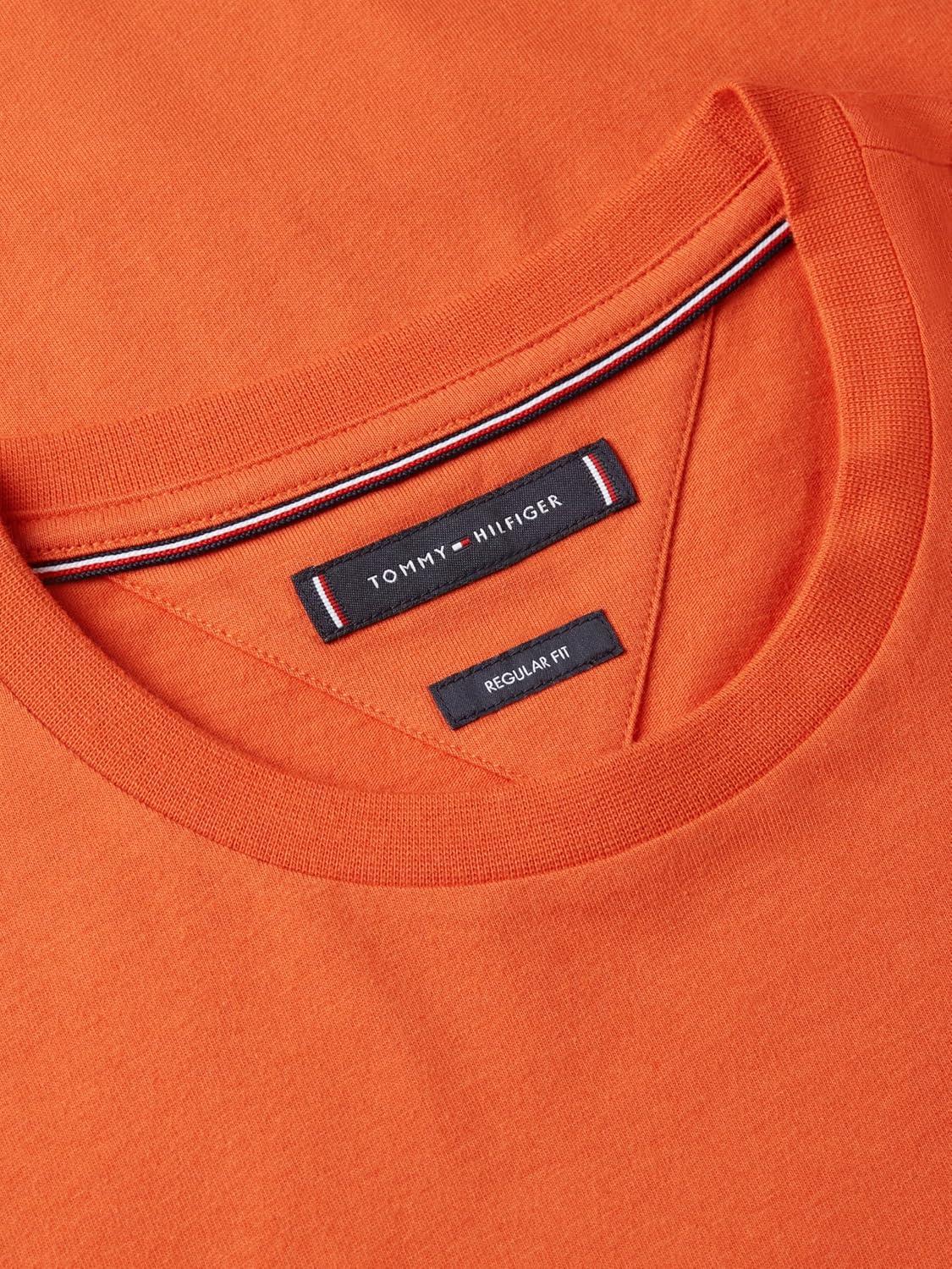 imageTommy Hilfiger Mens Short Sleeve Cotton Crewneck TShirts in Regular FitBrilliant Orange