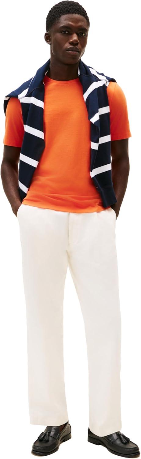 imageTommy Hilfiger Mens Short Sleeve Cotton Crewneck TShirts in Regular FitBrilliant Orange