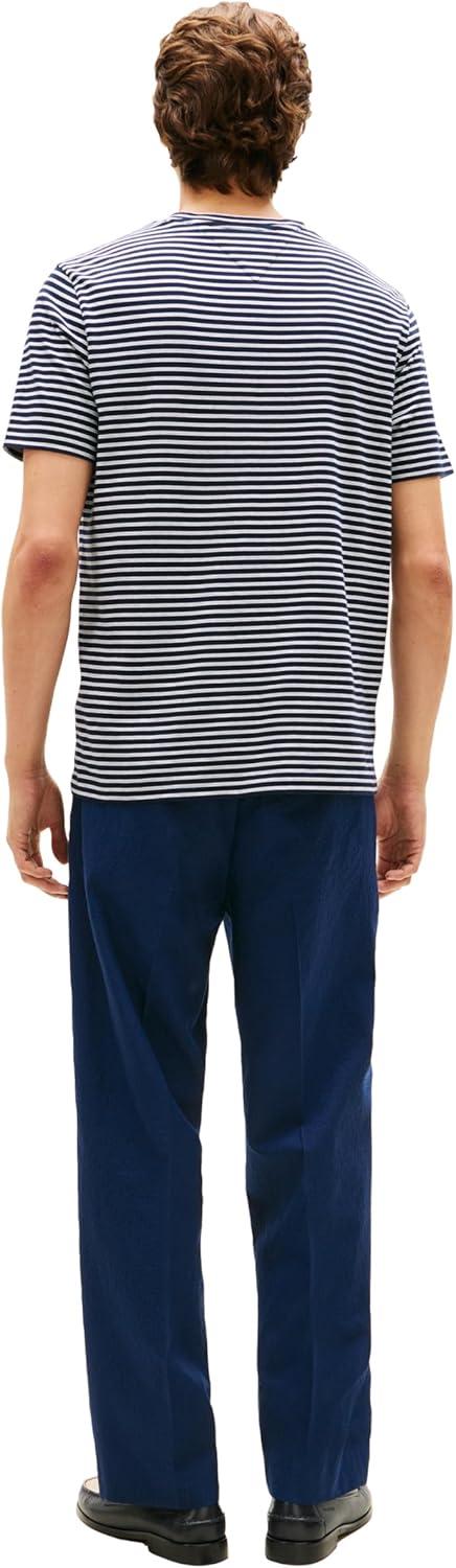 imageTommy Hilfiger Mens Short Sleeve Cotton Crewneck TShirts in Regular FitDesert Sky Ecru Stripe