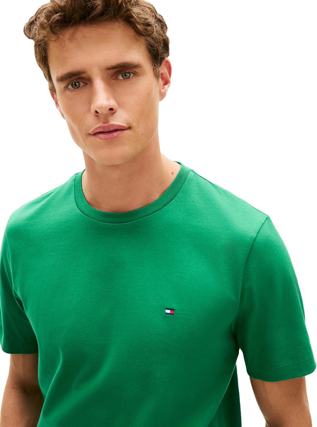 imageTommy Hilfiger Mens Short Sleeve Cotton Crewneck TShirts in Regular FitNouveau Green