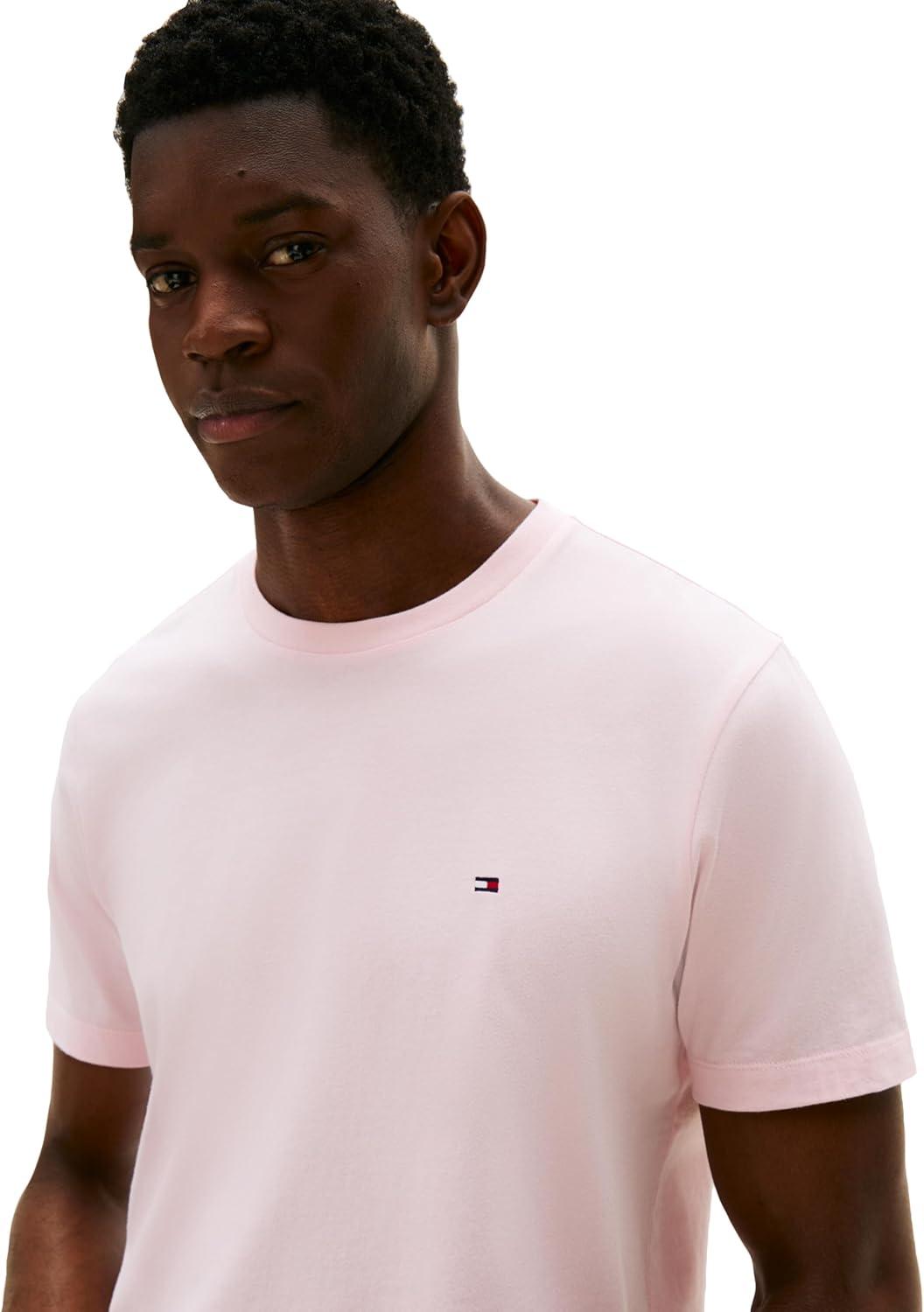 imageTommy Hilfiger Mens Short Sleeve Cotton Crewneck TShirts in Regular FitPink Lily