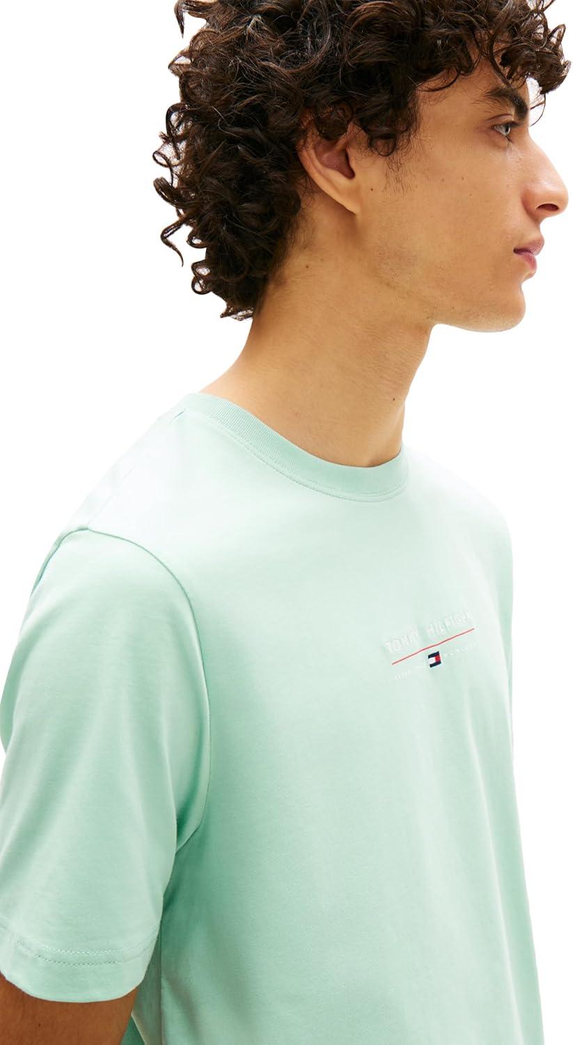 imageTommy Hilfiger Mens Short Sleeve Cotton Graphic TShirts with Embroidered Logo amp Flag GraphicCrushed Mint