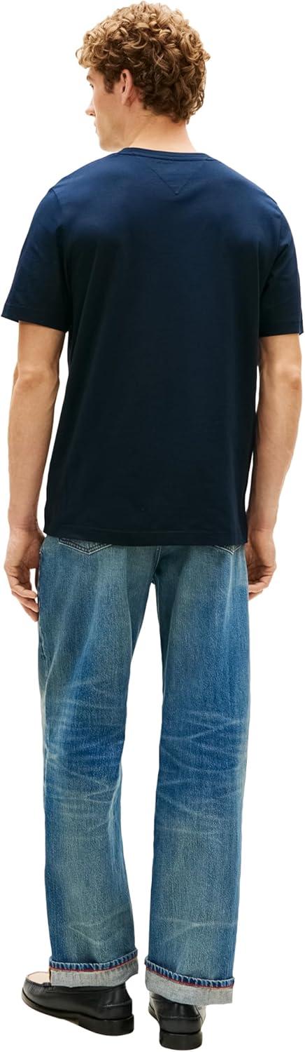 imageTommy Hilfiger Mens Short Sleeve Cotton Graphic TShirts with Embroidered Logo amp Flag GraphicDesert Sky