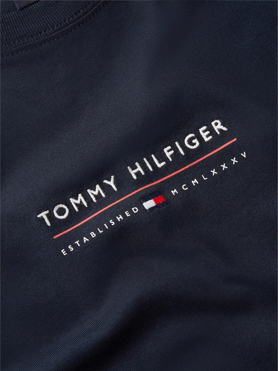 imageTommy Hilfiger Mens Short Sleeve Cotton Graphic TShirts with Embroidered Logo amp Flag GraphicDesert Sky