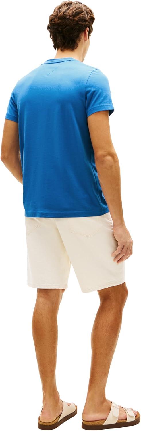 imageTommy Hilfiger Mens Short Sleeve Cotton Graphic TShirts with Embroidered LogoBlue Orbit