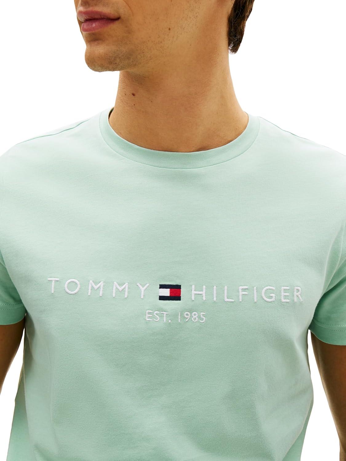 imageTommy Hilfiger Mens Short Sleeve Cotton Graphic TShirts with Embroidered LogoCrushed Mint