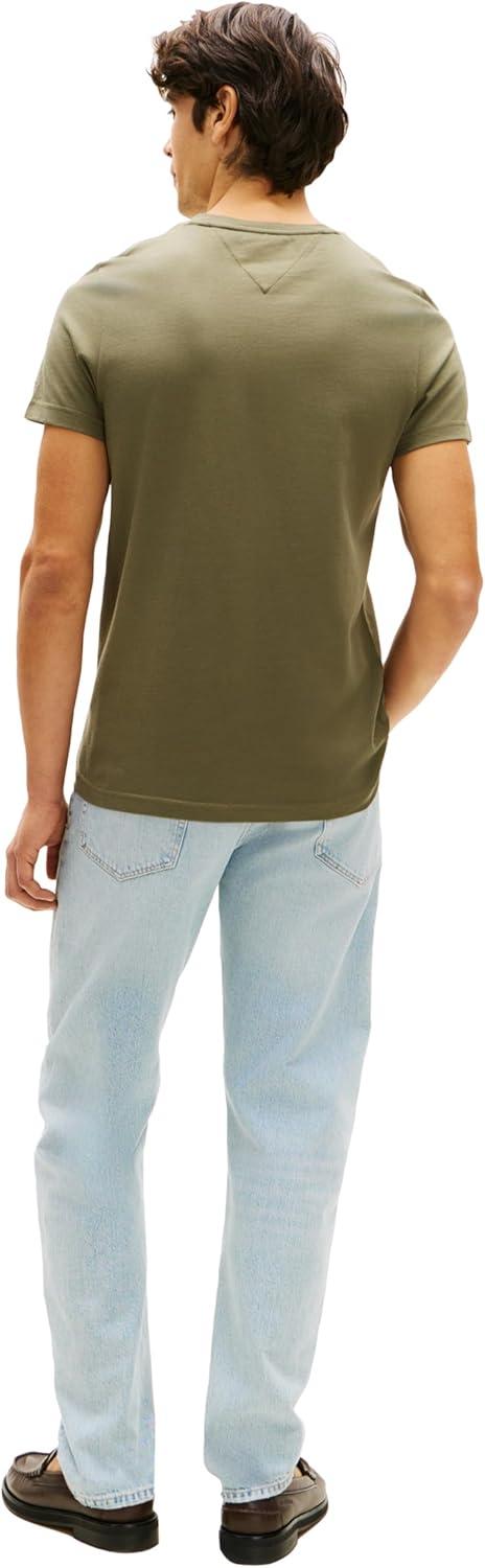 imageTommy Hilfiger Mens Short Sleeve Cotton Graphic TShirts with Embroidered LogoGhost Fern