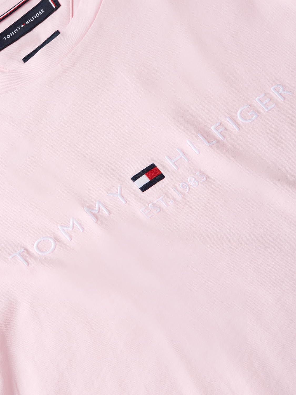 imageTommy Hilfiger Mens Short Sleeve Cotton Graphic TShirts with Embroidered LogoPink Lily