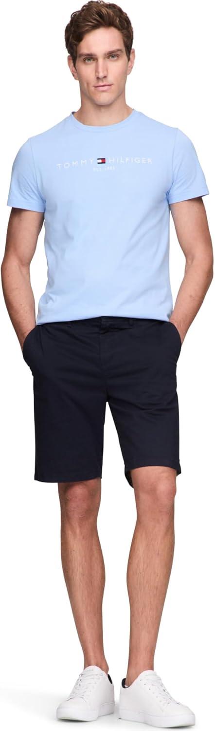 imageTommy Hilfiger Mens Short Sleeve Cotton Graphic TShirts with Embroidered LogoVessel Blue