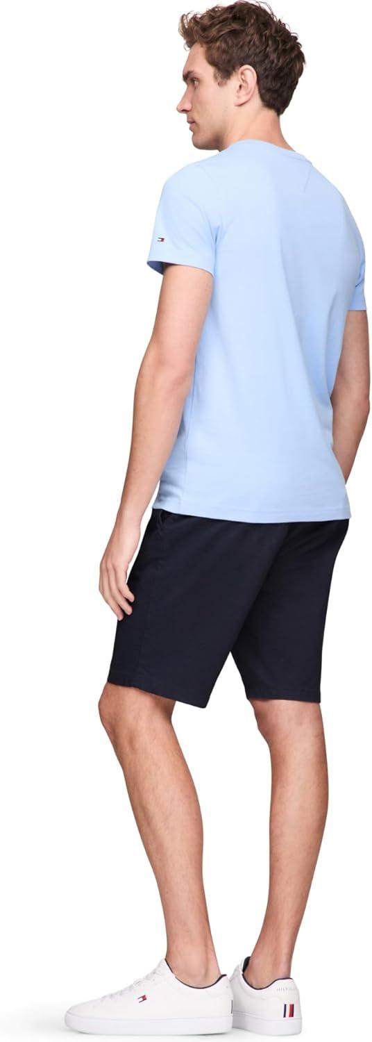 imageTommy Hilfiger Mens Short Sleeve Cotton Graphic TShirts with Embroidered LogoVessel Blue