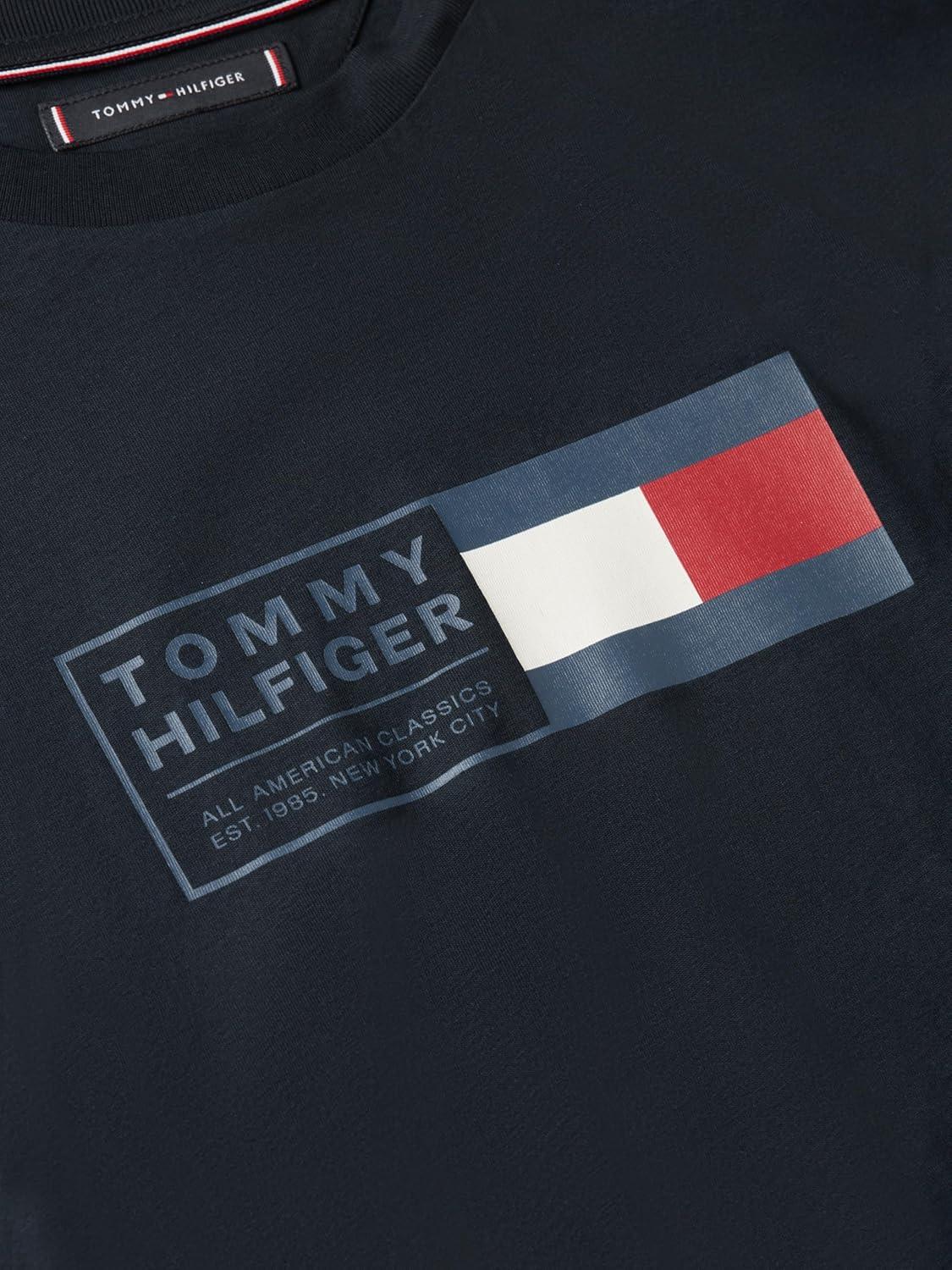 imageTommy Hilfiger Mens Short Sleeve Cotton Graphic TShirts with Printed Flag Graphic Also Available in Big and TallDesert Sky