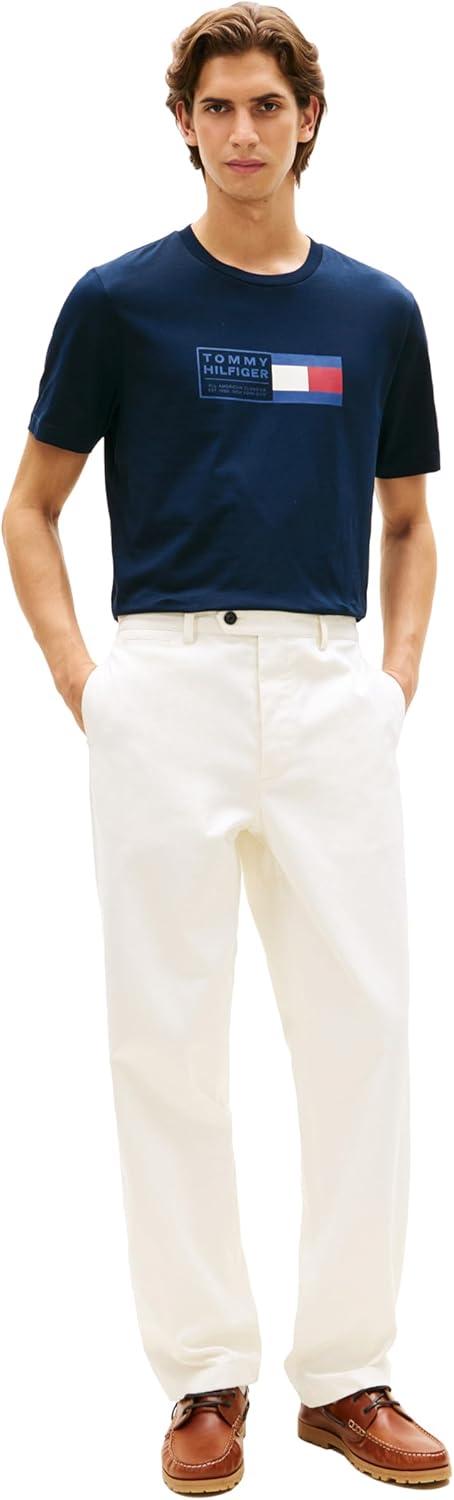 imageTommy Hilfiger Mens Short Sleeve Cotton Graphic TShirts with Printed Flag Graphic Also Available in Big and TallDesert Sky