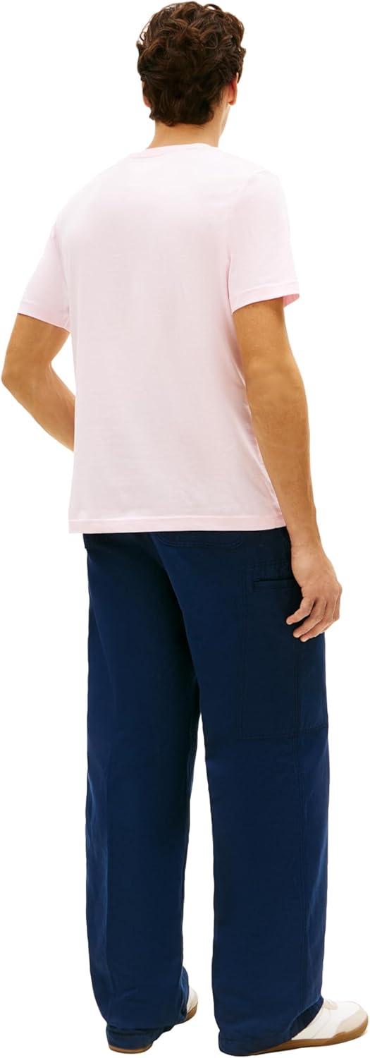 imageTommy Hilfiger Mens Short Sleeve Cotton Graphic TShirts with Printed Flag Graphic Also Available in Big and TallPink Lily